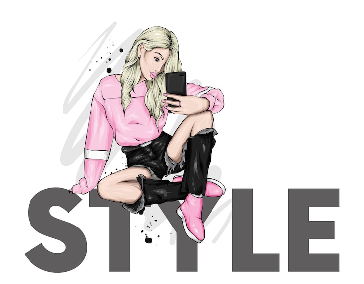 Vettore bella ragazza in abiti estivi alla moda fashion style vector