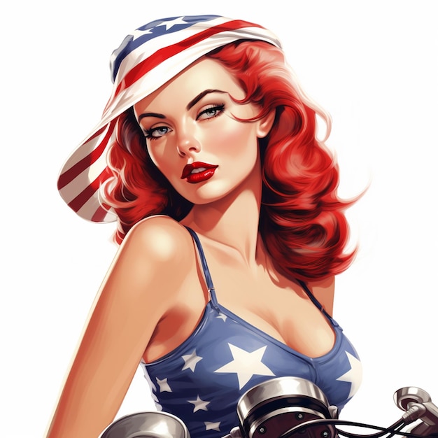 Bella ragazza pin up americana donna donna illustrazione stile artistico