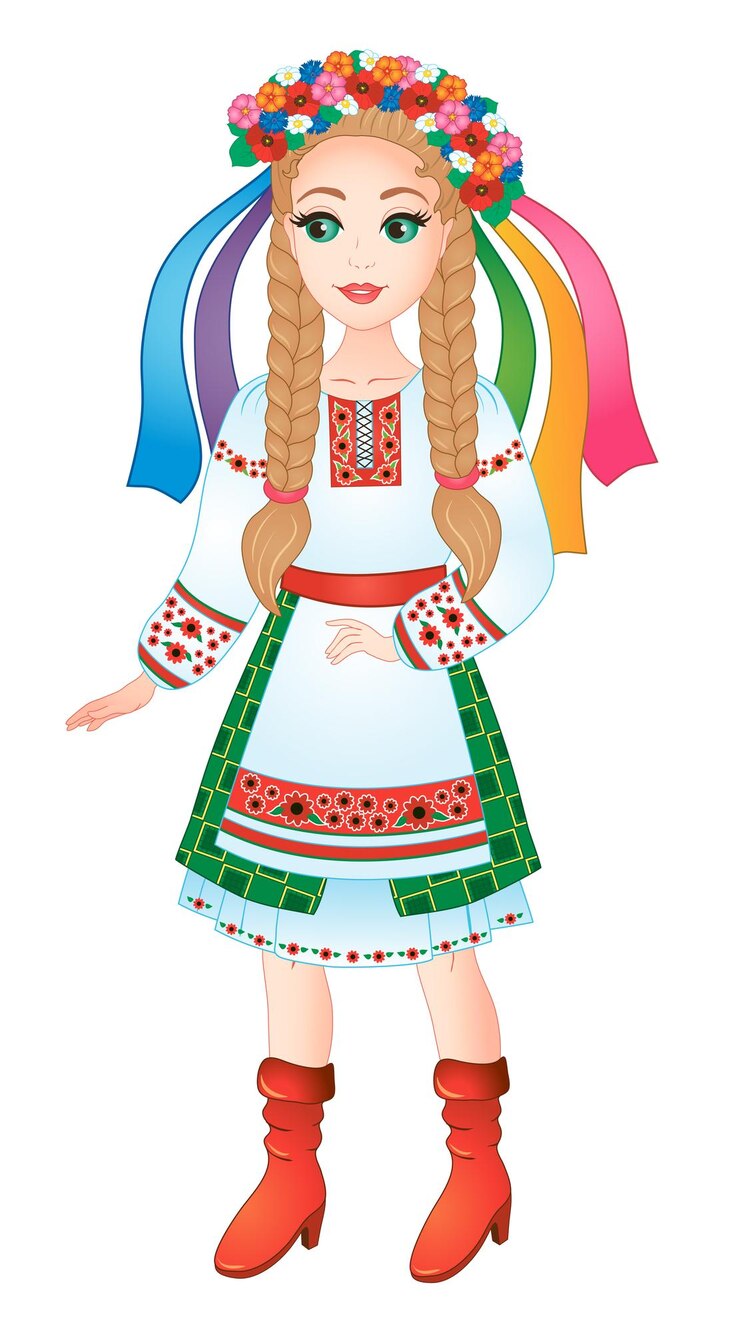 Vettore bella ragazza ucraina in costume nazionale ucraino. illustrazione vettoriale