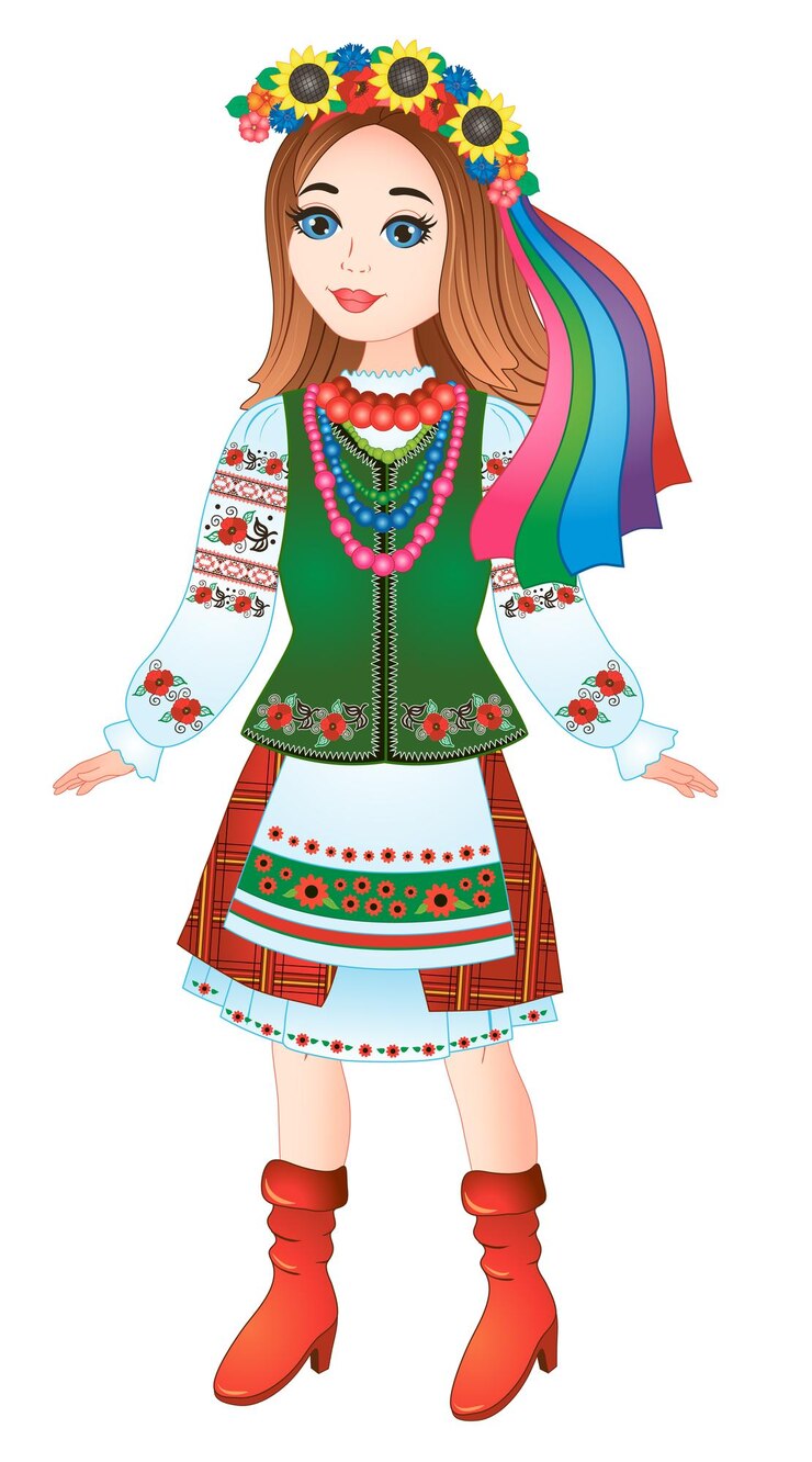 Vettore bella ragazza ucraina in costume nazionale ucraino. illustrazione vettoriale