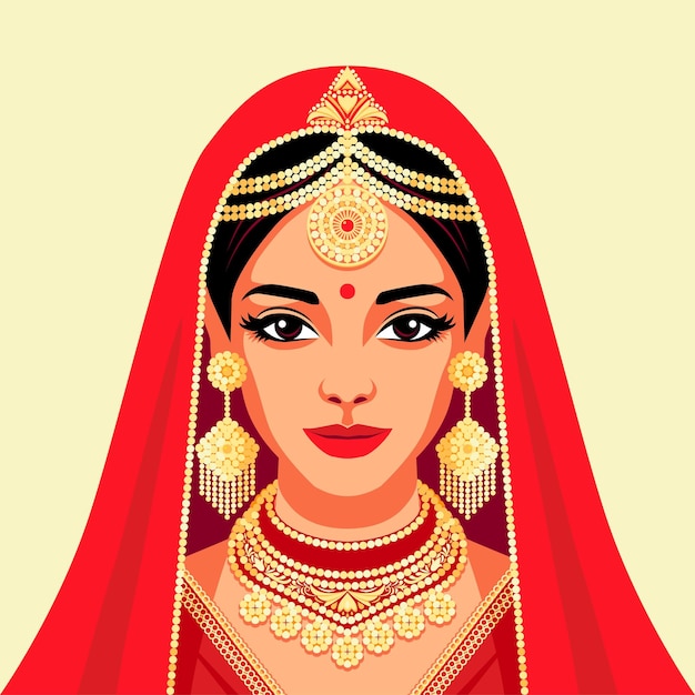 Bella sposa indiana in abito rosso