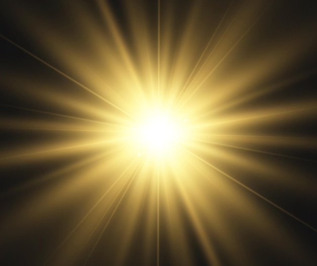Bella stella luminosa Illustrazione vettoriale di un effetto di luce su uno sfondo trasparente