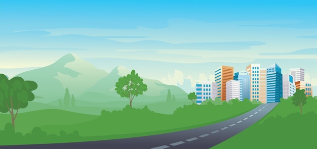 Bella vista del paesaggio urbano dal paesaggio del parco di scenario