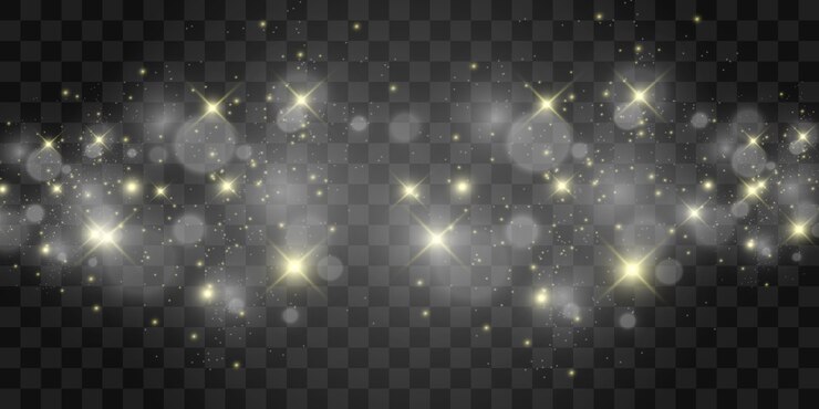 Belle scintille brillano di luce speciale. brilla su uno sfondo trasparente. Modello astratto di Natale. Una bella illustrazione per la cartolina. Lo sfondo dell'immagine. Luminari.