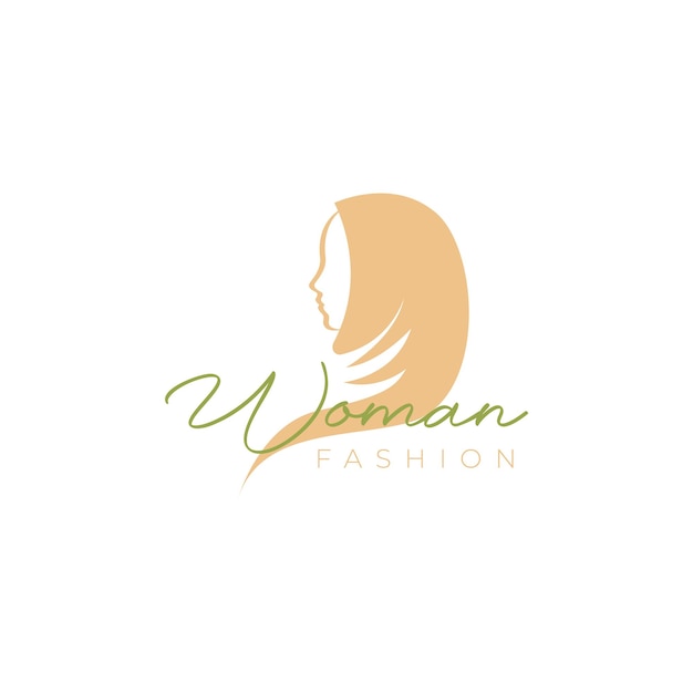 Bellezza donne hijab musulmano femminile logo design vettoriale