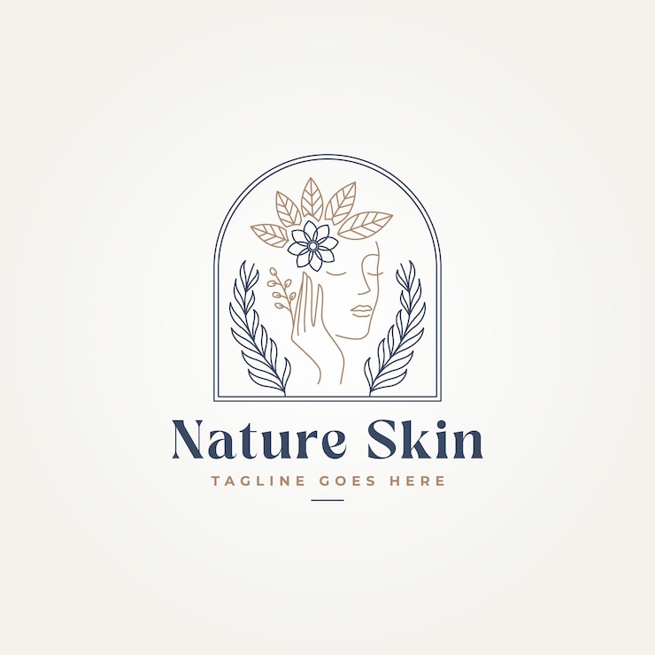 Vettore bellezza naturale minimalista linea di pelle arte etichetta logo illustrazione vettoriale design