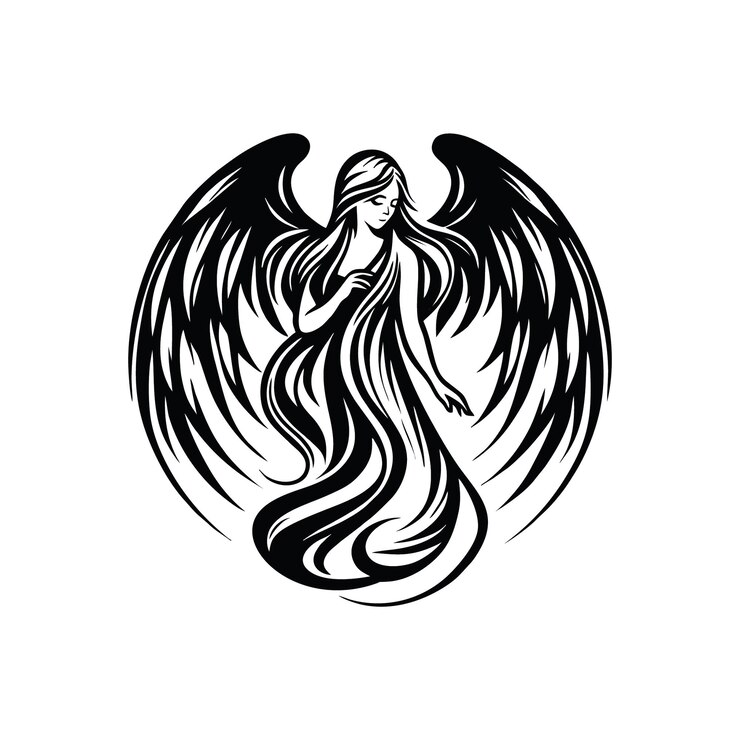Bellissima arte di progettazione del logo dell'angelo