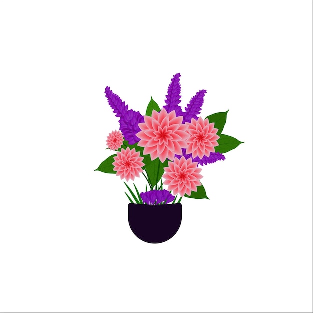 Bellissimi fiori in vaso da giardino con bellissimi fiori Fiori colorati in vasi illustrazione