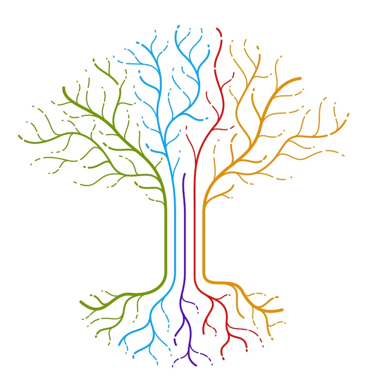 Vettore bellissimo albero vettoriale in stile lineare disegno logo o icona, disegno perfetto.