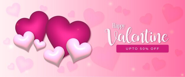 Bellissimo amore San Valentino Banner sfondo multiuso effetto cuore 3D
