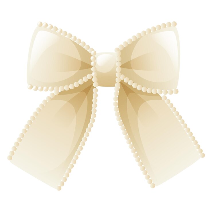 Bellissimo arco bianco voluminoso con perle bowtie design moda e abbigliamento elemento decorativo