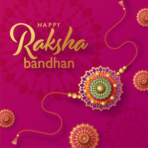 Bellissimo biglietto di auguri oro raksha bandhan