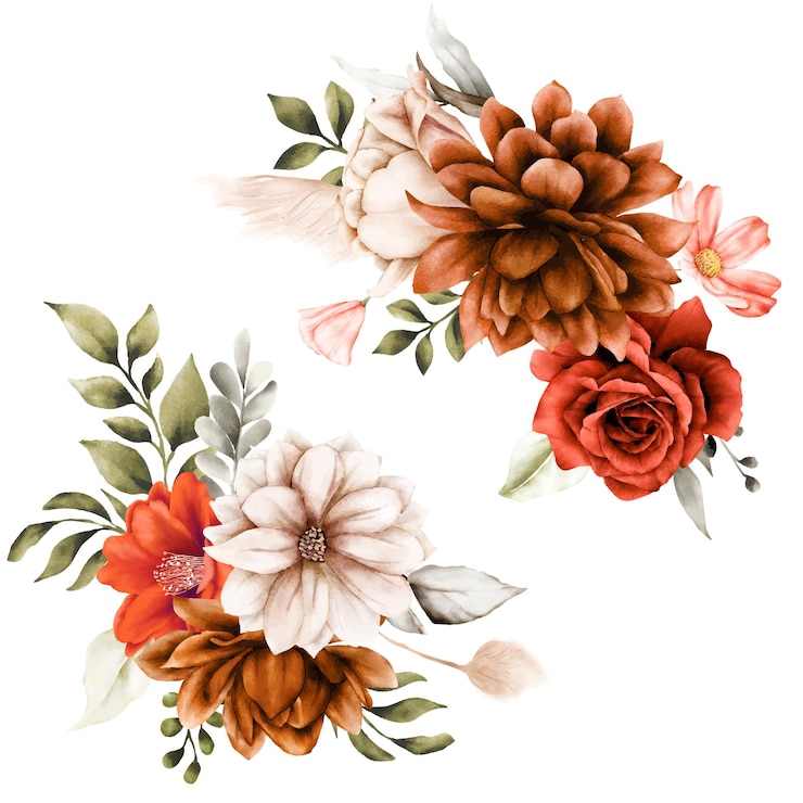 Vettore bellissimo bouquet d'acquarello di fiori boho