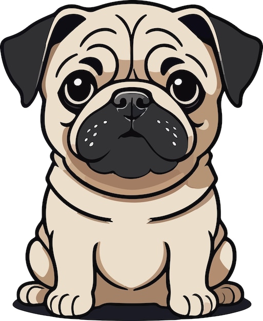 Bellissimo e adorabile pug carlino cane vettore