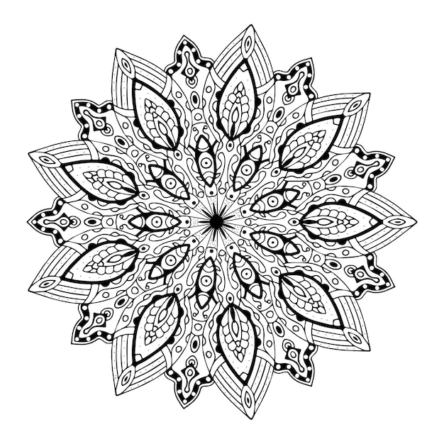 Bellissimo ornamento astratto in bianco e nero Modello circolare a forma di mandala. Illustrazione vettoriale