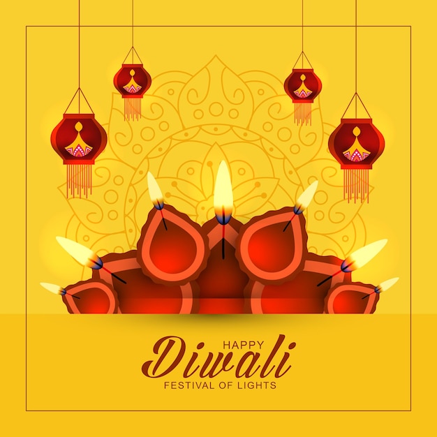 Bellissimo sfondo di Diwali con lampada a olio Diya