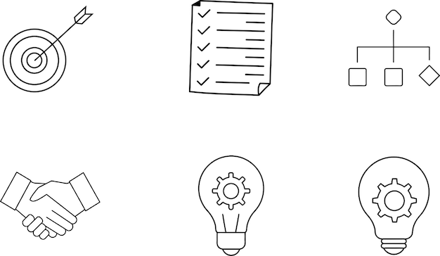 Benefici per i dipendenti Line Art Icon Set Illustrazione
