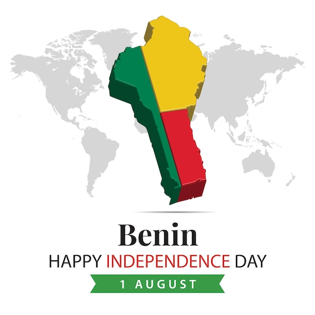 Benin Independence Day 3d rendering Illustrazione del Benin Independence Day con mappa 3d e bandiera