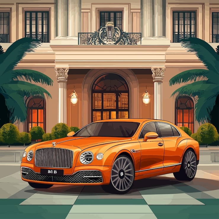 Vettore bentley di lusso al crepuscolo