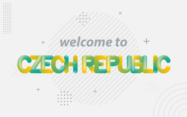 Benvenuti in Repubblica Ceca Tipografia creativa con effetto 3d Blend Illustrazione vettoriale