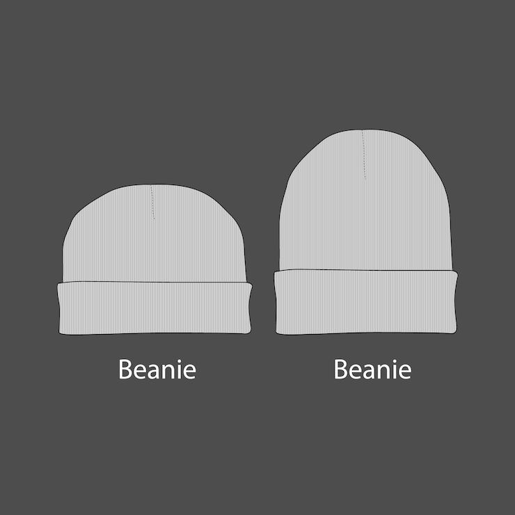 Vettore berretti in lana. berretti da corsa, modelli di berretti piatti, cappello invernale lavorato a maglia.