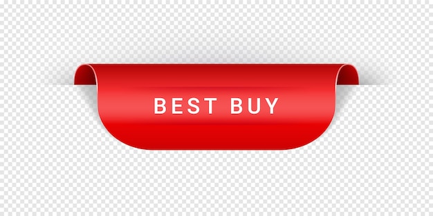 Best Buy Vector Sticker Tag Banner Etichetta Segno o Nastro Nastro di carta vettoriale in stile origami rosso realistico per banner Web o poster di stampa