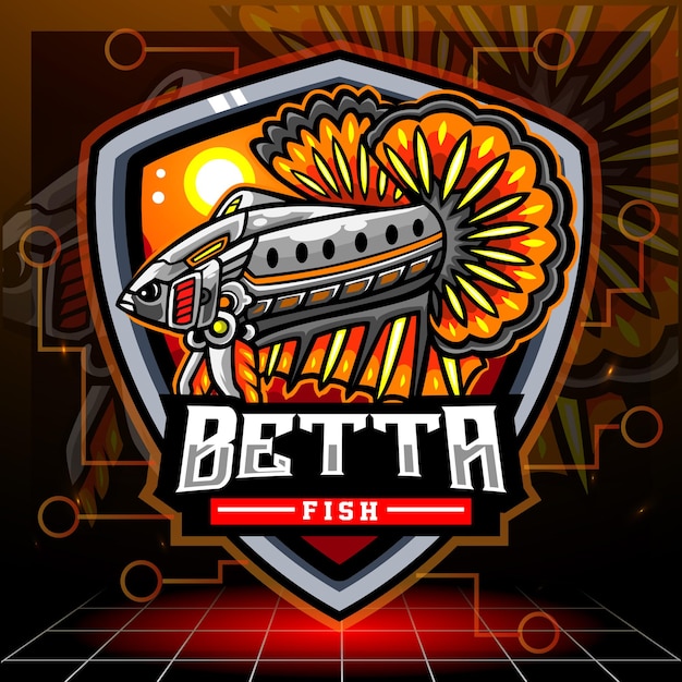 Betta pesce mascotte robot mecha. design del logo esport