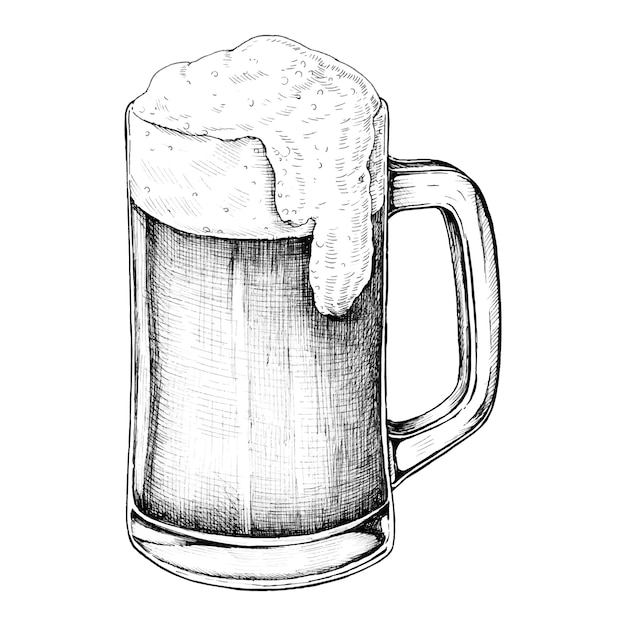 Bevanda alcolica di birra disegnata a mano