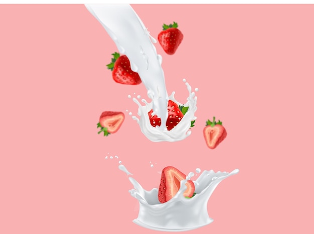 Bevanda vitaminica alla fragola nel latte Splash