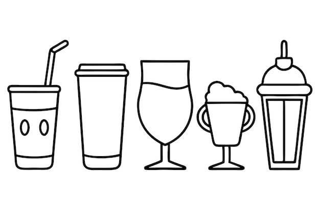Bevande Drinks Line Art Freschi sorsi per il vostro divertimento quotidiano 3