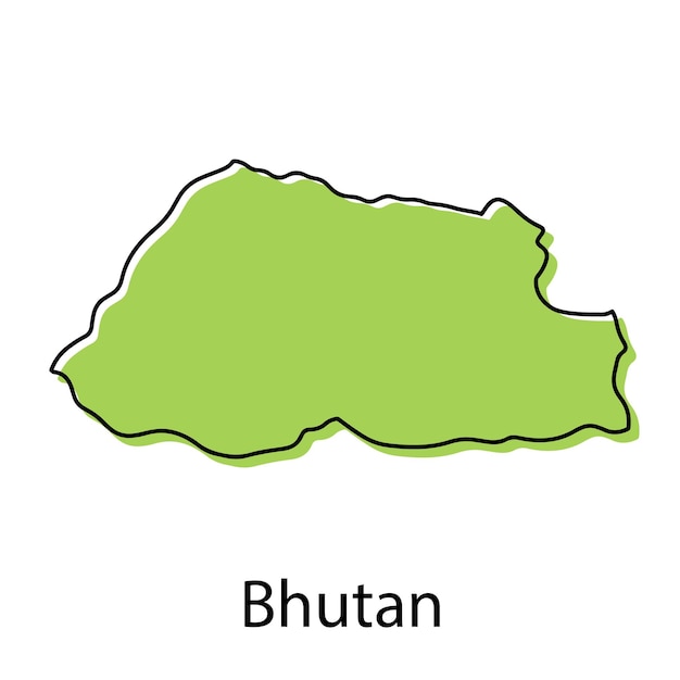 Bhutan mappa semplice concetto stilizzato disegnato a mano con contorno contorno linea nera schizzo