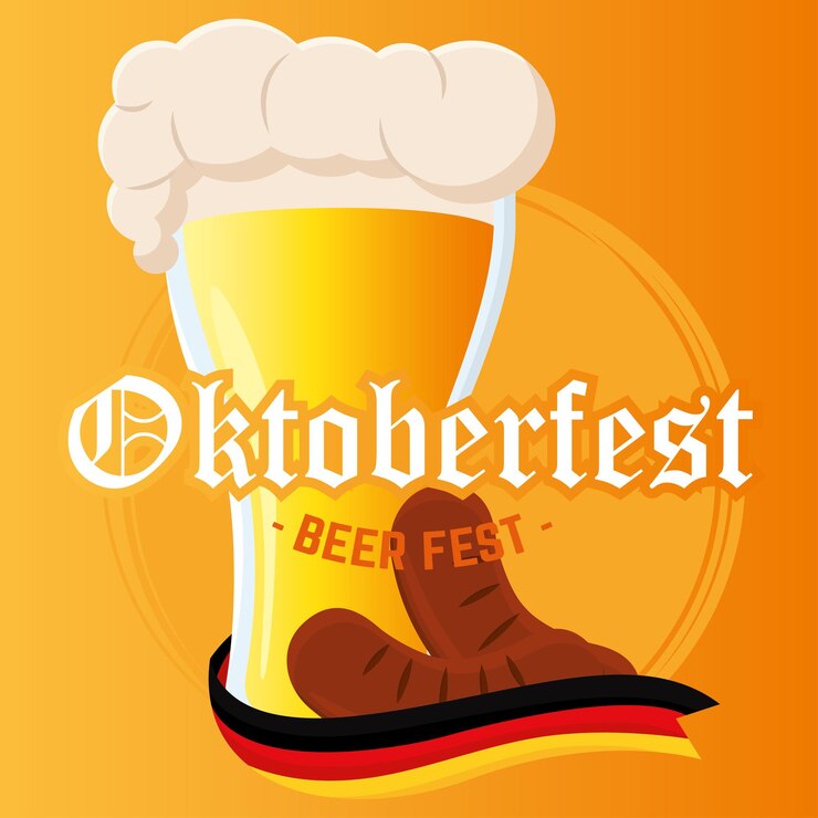 Vettore bicchiere da birra isolato con bandiera tedesca e salsicce oktoberfest beer fest illustrazione vettoriale