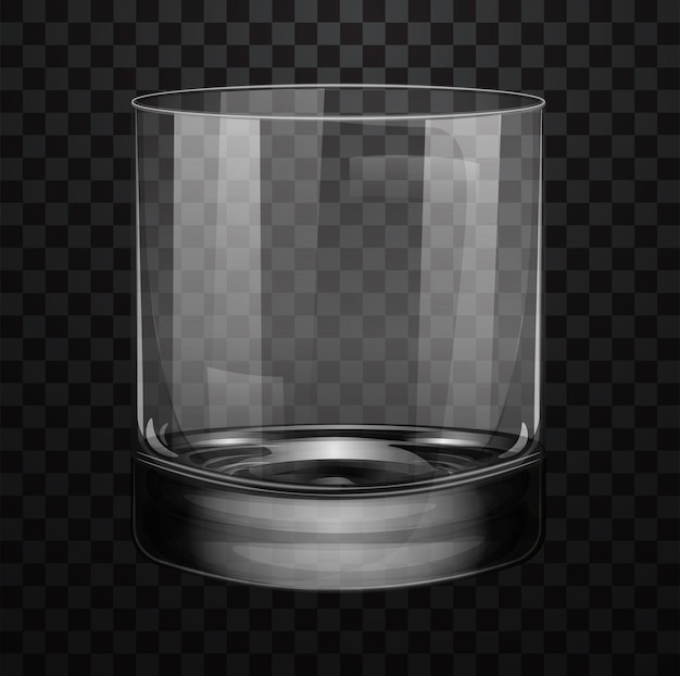 Bicchiere da whisky vuoto realistico isolato su sfondo trasparente