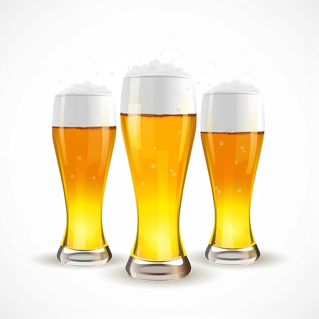 Bicchiere di birra isolato realistico. Illustrazione vettoriale