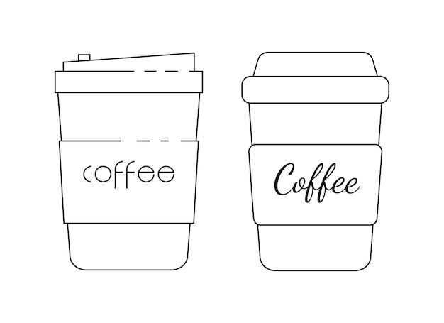 Bicchiere di carta Tazze per caffè caldo Bevanda contenitore per caffè caffè o tè illustrazione calda