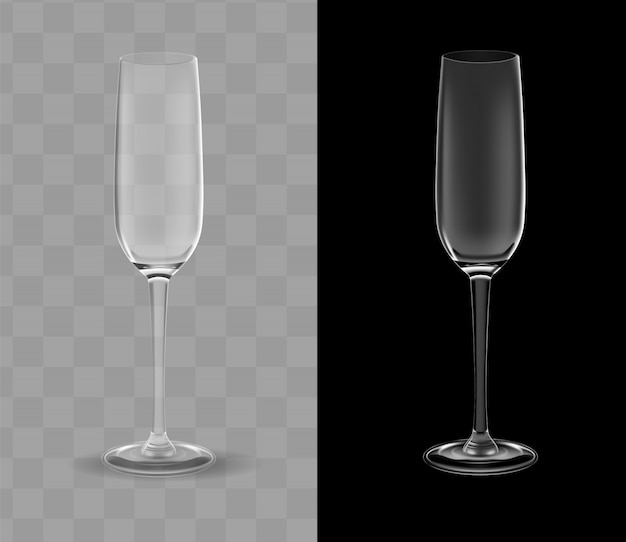 bicchieri di champagne realistici trasparenti