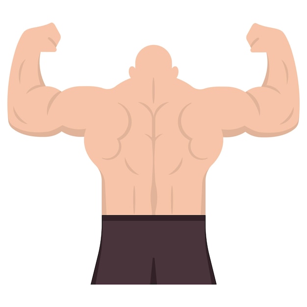 Biceps braccio muscolare icona braccia muscolose forti schiena bodybuilder vista posteriore di un uomo atletico illustrazione vettoriale