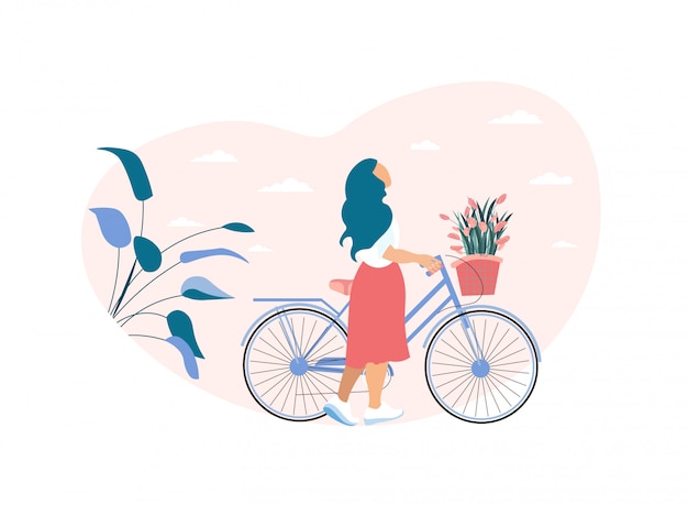 Bicicletta da sogno donna Rolls con cesto di fiori