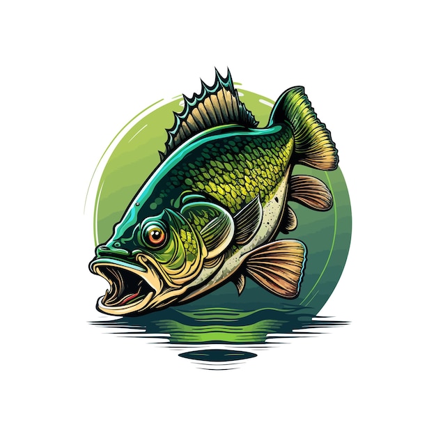 Big bass fish vector cartoon per maglietta Big bass fish design di maglietta