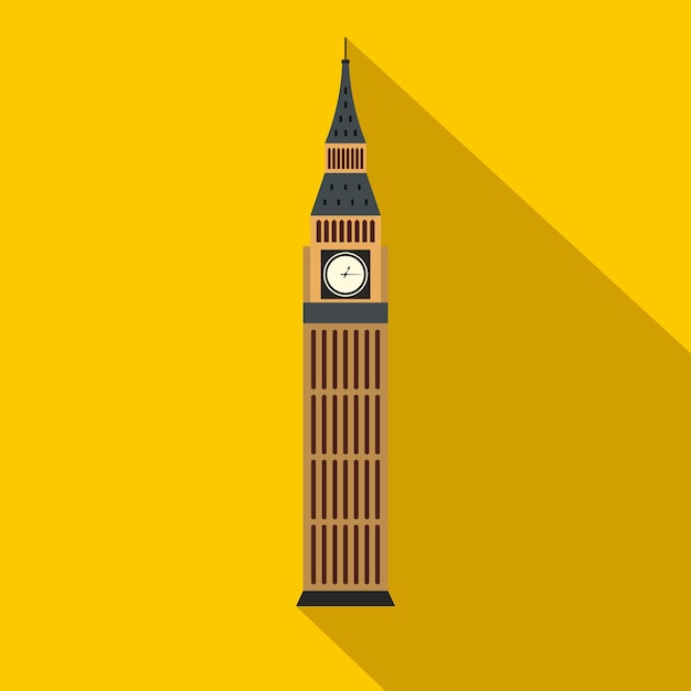 Big Ben nell'icona di Westminster Londra in stile piano su sfondo giallo