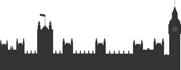 Big ben su sfondo bianco Illustrazione della siluetta di Londra