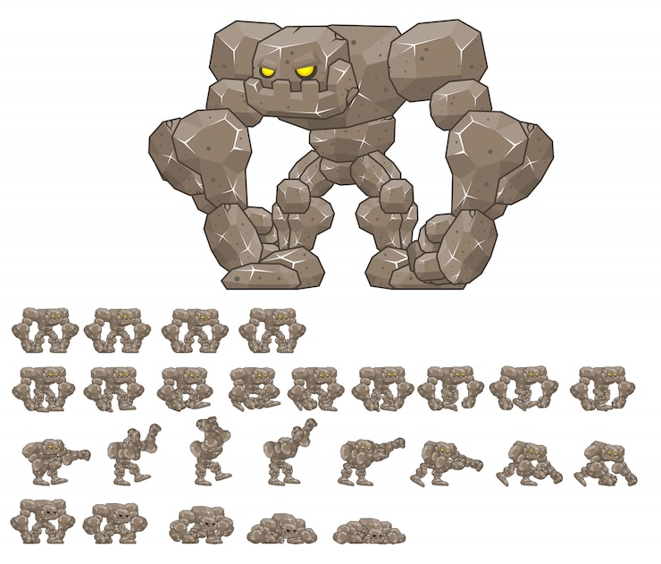 Vettore big golem game sprite