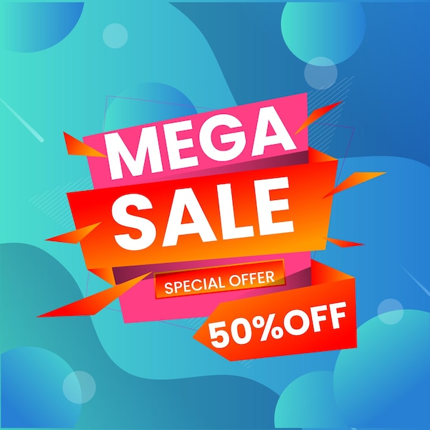 Big Sale Banner Template Flat Design Offerta di sconto di 50 su sfondo colorato