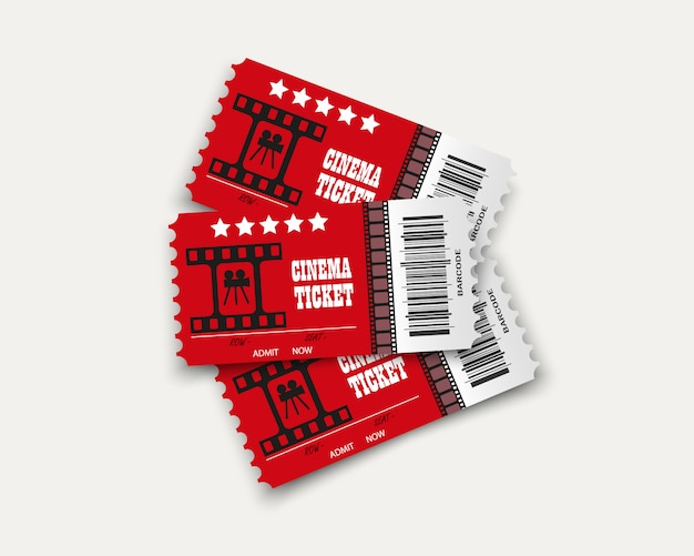 biglietti del cinema isolati su sfondo trasparente. Biglietto d'ingresso al cinema realistico.