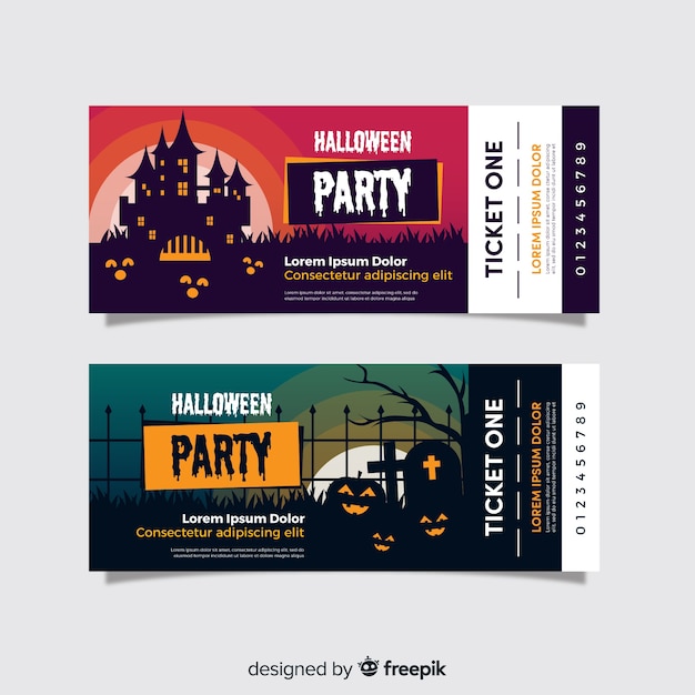 Biglietti di Halloween piatti streghe facce spaventose