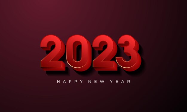 Biglietto d'auguri 2023 con numeri rossi fantasiosi