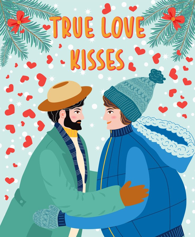 Vettore biglietto d'auguri piatto disegnato a mano per il giorno di san valentino coppia amorevole di giovani uomini gay donne lesbiche