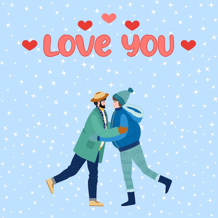 Vettore biglietto d'auguri piatto disegnato a mano per il giorno di san valentino coppia amorevole di giovani uomini gay donne lesbiche