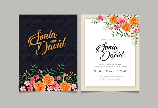 Biglietto d'invito matrimonio con fiori