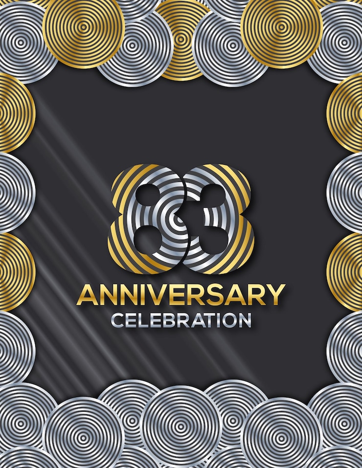 Vettore biglietto d'invito per celebrare l'83° anniversario del luxury circle design